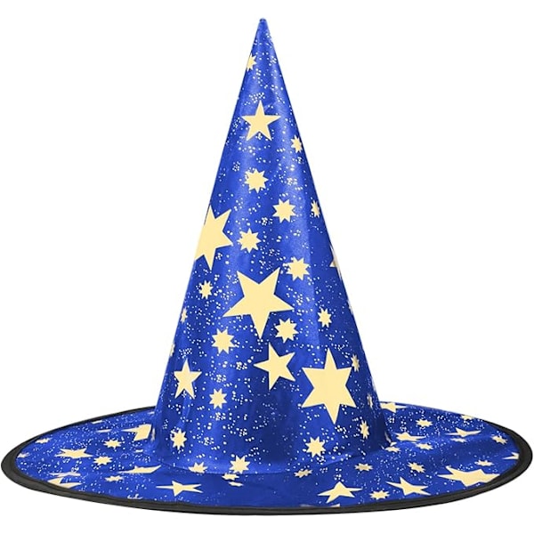 Heksehatt for barn, 38x36cm femspisset stjerne heksehatt for barn kostyme & cosplay party farm for barn party favoriserer festival kle seg opp (stjernehatt blå) Star hat blue