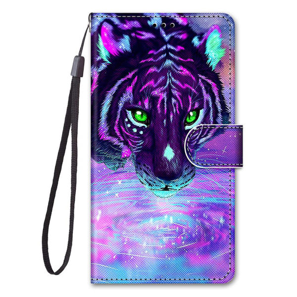 Etui til Motorola Moto E22i Malet cover Magnetisk Coque cover Etui lukning - Marmor Tiger