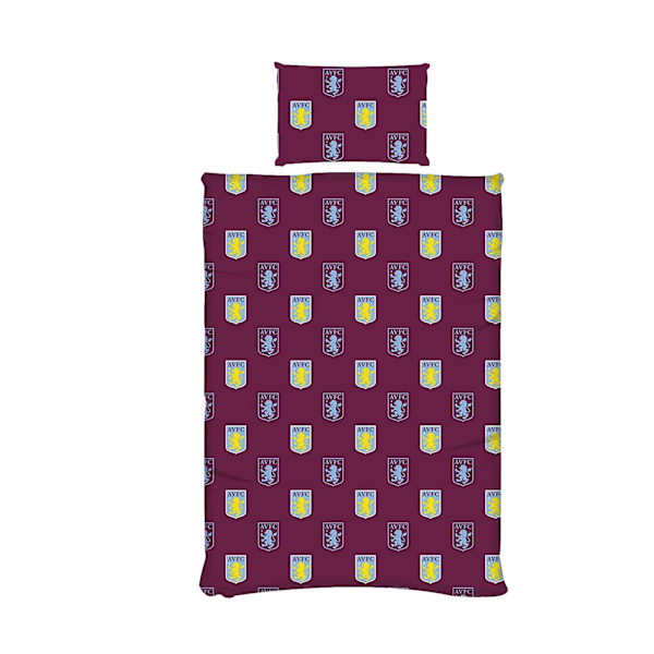 Aston Villa FC Pulse Reversible Duvet Set Single Bed Burgundy Burgundy/Yellow/Light Blue