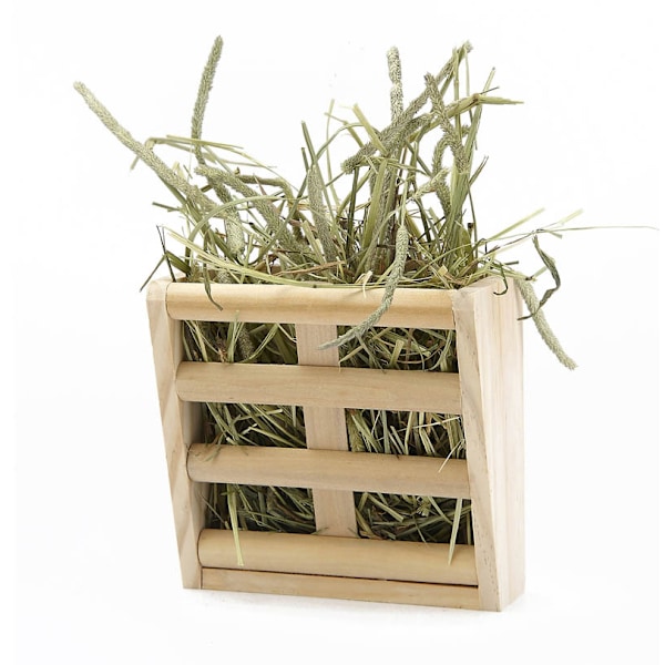 Wooden Pet Grass Holder (Beige 15.5 x 15.5 x 8cm), Wooden Grass