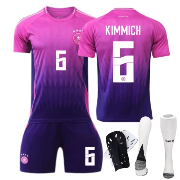 Europacup-Tyskland bortaställ nr 6 Kimmich nr 7 Havertz barnvuxen kostym fotbollströja Size 7 with socks 20