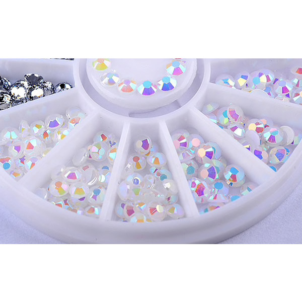 Rhinestones 2mm - Rosa, vit, silver