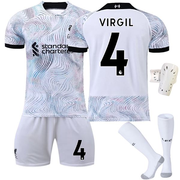 22-23 uusi vieraspeliasu, kaikki valkoinen, oikea versio, nro 11 Salah 27 Nunez 23 Diaz jalkapallopaita Size 4 with socks #L