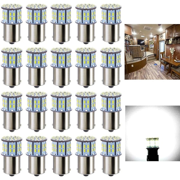 Antline 1156 1141 1003 7506 BA15S LED-valot Xenon White 20-pakkauksessa, erittäin kirkkaat 3014 50-SMD LED-korvaavat 12 voltin asuntovaunulle lämmin valkoinen warm white 1157