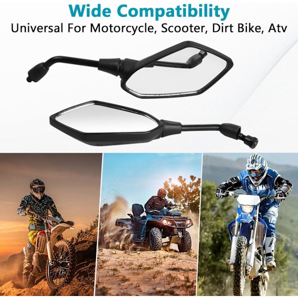 Motorcykel spejl, par af universelle bakspejle, matchende