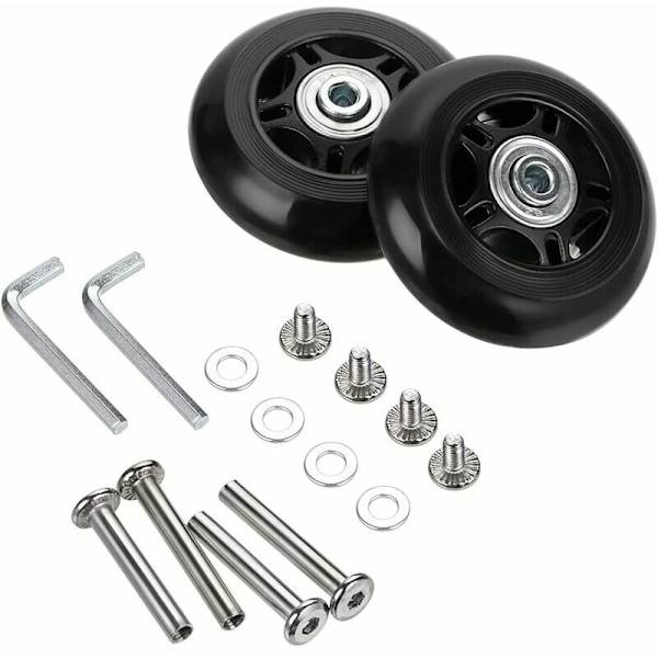 2 st resväskor ersättningshjul med kullager för resväskereparation 7024mm svart