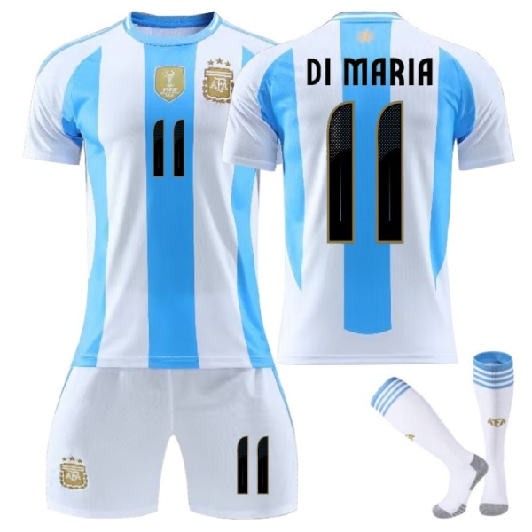 24-25 Argentiinan koti-Amerikan jalkapallon maajoukkueen peliasu nro 10 Messi 11 Di Maria 8 Enzo 21 pelipaita setti No. 11+socks 16 is suitable for 90-105 height