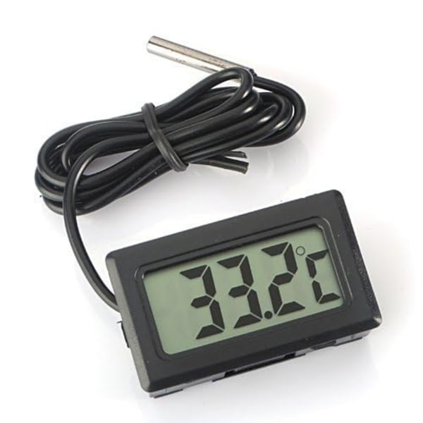 Digitalt LCD Termometer Temperaturkontroll med Ekstern Probe for Akvarium Kjøleskap Fryser - Svart
