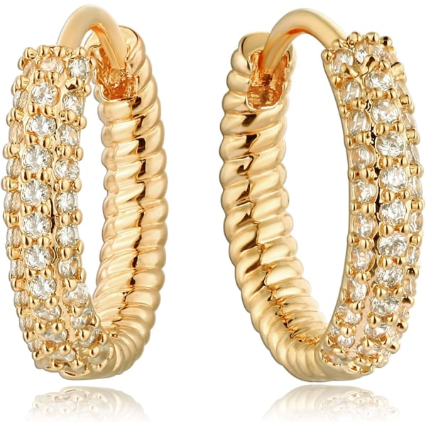 18K guldpläterade Huggie örhängen med lysande Cubic Zriconia Geom
