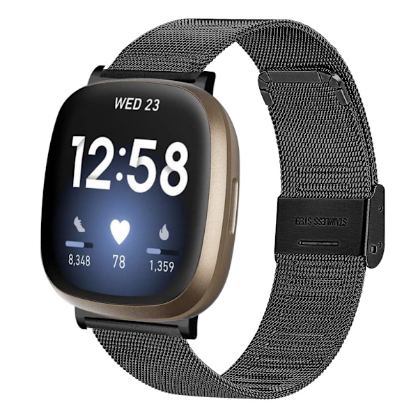 Fitbit Versa 3 armband i rostfritt stål black