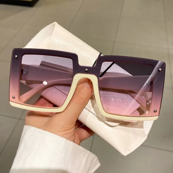 1099 Nya Fashion Solglasögon Dam Street Shot Europeiska och Amerikanska Solglasögon ins Stora Kvadrat grey pink cat Eye