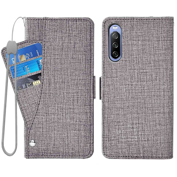 För Sony Xperia 10 Iii 5G Denim Swivel Wallet Grå