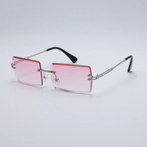 SPUKA #31274 Rammenløse Rektangulære Solbriller for Kvinner og Menn 18.Silver-Pink Fade