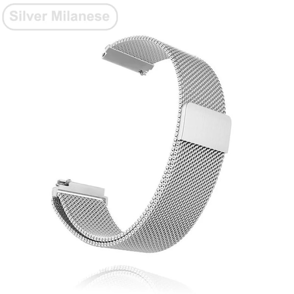 Nye 18 mm 20 mm 22 mm remmer for Garmin Venu 2S Armbånd Vivoactive 3 4S 4 Forerunner 245 645 Galaxy Watch 4 Classic 42 46 mm Sølv Metall Silver Metal 20mm