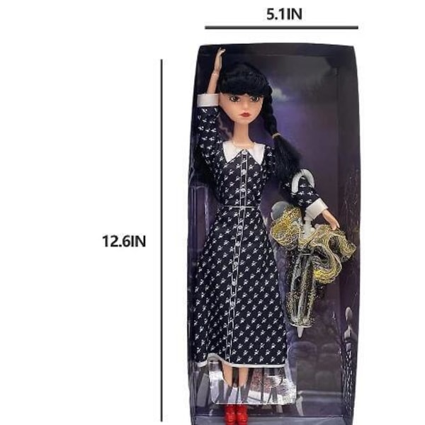 Mjuk Wednesday Adams-docka för bar Long Sleeve Polka Dot