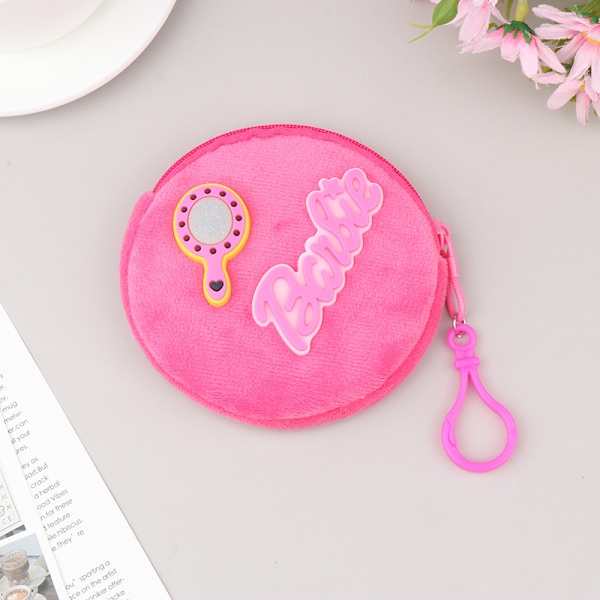 Söt Barbie Bokstav Plysch Myntplånbok för Flickor e Mini Pengar Chan Rose red