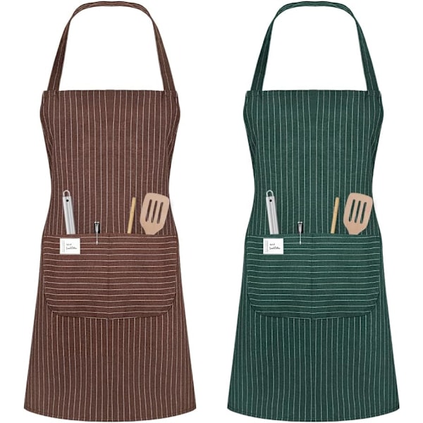 Kitchen aprons, 2 adjustable waterproof aprons with 2 pockets