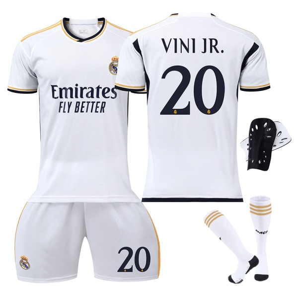 23-24 Real Madrid fodboldtrøje nr. 7 Vinicius 5 Bellingham 11 Rodrigo 10 Modric No. 20 socks + protective gear XL