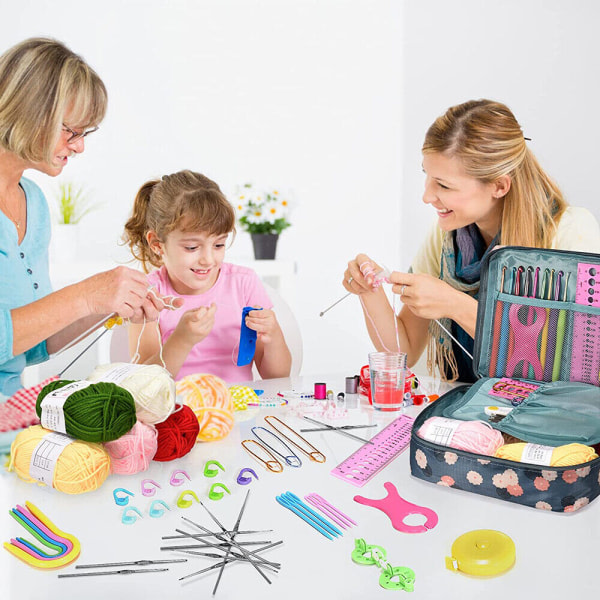 79pc Ergonomisk virknålsset 5 rullar garn stickningskit A