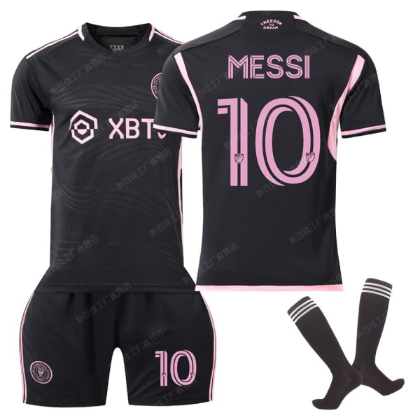 23-24 Miami Jersey No. 10 Messi Major League Soccer Jersey Koti Vieras Musta Vaaleanpunainen Puku Sukilla No. 9 without socks L