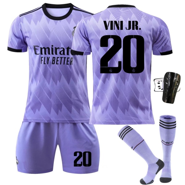 22-23 Real Madrid udebanetrøje lilla nr. 9 Benzema 14. gang jubilæumsudgave 20 Vinicius 10 Modric Size 8 w/ Socks & Gear #XL