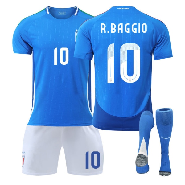 Europacup Italien tröja 2024 hemma Chiesa träningsdräkt för vuxna för barn herr- och damfotbollsdräkter Italy Home No. 10 + Socks 26