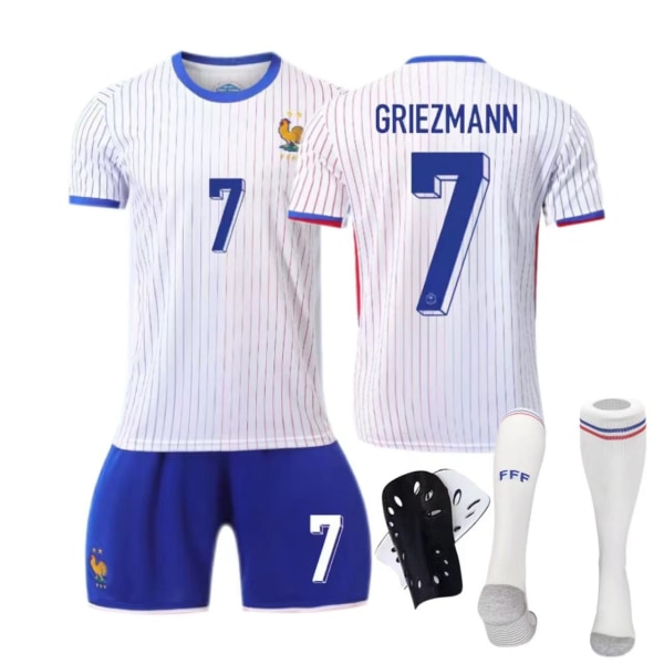 Euroopan Cup - Ranskan vieraspaita nro 10 Mbappe nro 7 Griezmann lasten aikuisten sarja jalkapallo No. 10 socks + protective gear 18