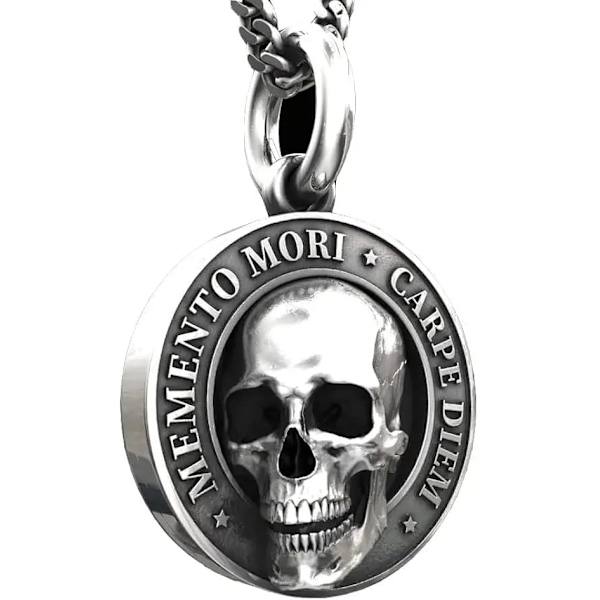 Memento Mori -kaulakoru Carpe Diem -riipus 3D-kallo Miesten kaulakoru Mori 400. vuosipäivän erikoiskaulakoru