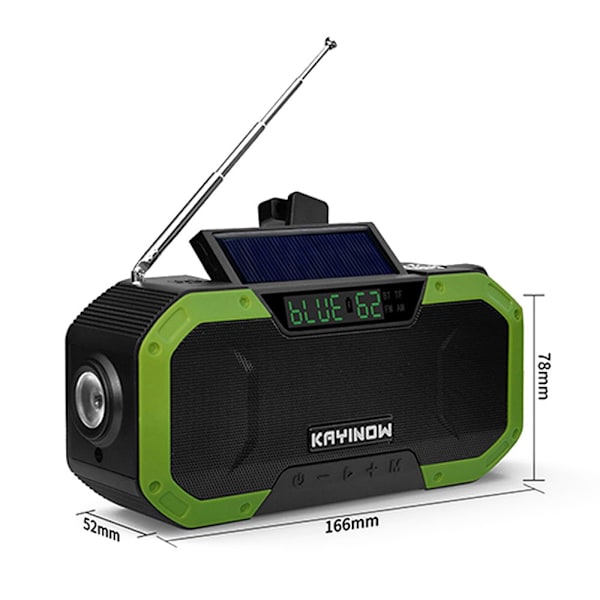 Nödradio Handvev Solcellsladdning 5000mAh Powerbank(FQ) green