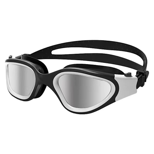 Store svømmebriller unisex svømmebriller HD vandtætte anti-dug svømmebriller Black White Silver Plated