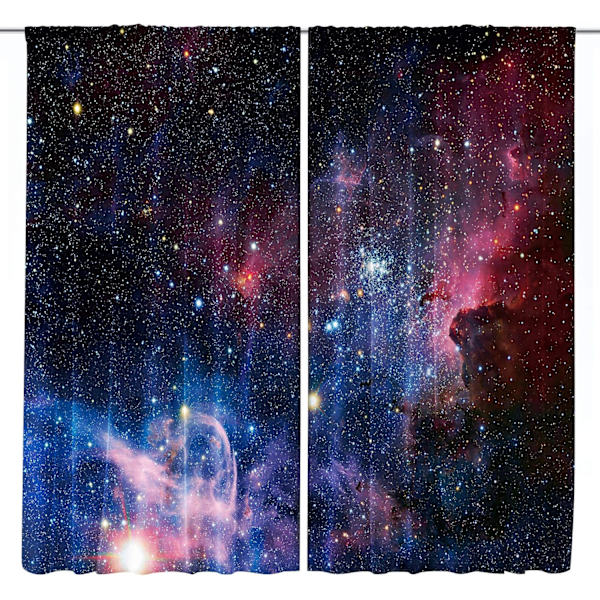 Barn Pojkar Gardiner Yttre Rymd Stångficka (2 Stycken 39in*70in,100cm*180cm) Blå Planet Nebula Kosmisk Svart Psykedelisk