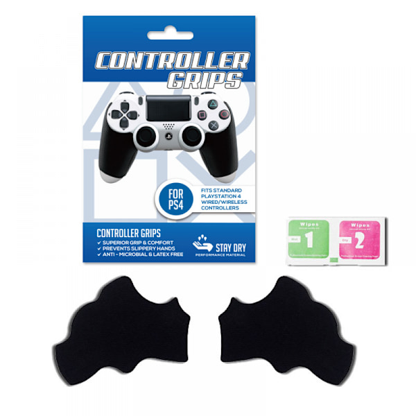 Extremerate Svart Anti Slip Fukt Absorberande Controller Grepp för Ps4 Controllers, Professionellt Texturerat Mjukt Gummigrepp