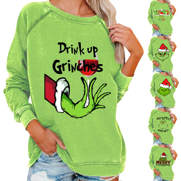 Dam Jultröja Grinch Vinter Långärmad Pullover B B 2XL