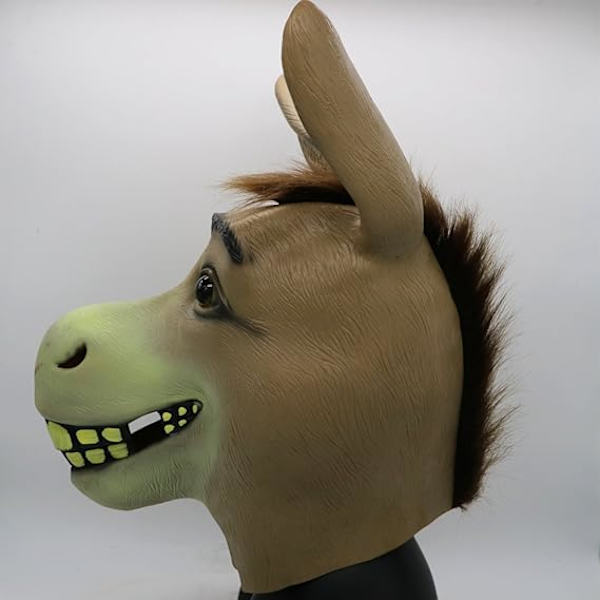 Aasin naamio, Halloween Shrek Aasin pään naamio, Uutuus Deluxe naamiaisasu Cosplay Lateksi Eläimen pään naamio aikuisille