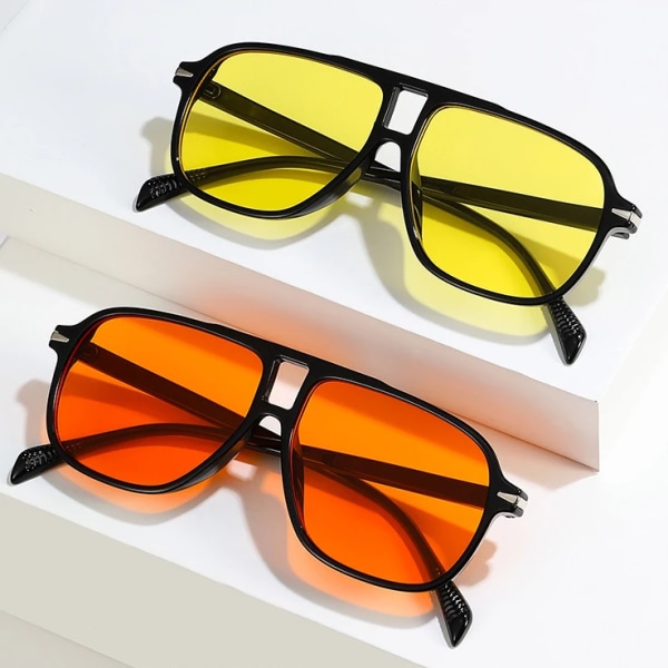 Twooo 40091 Nye Motefargede Dobbelbro Custom Shades Solbriller Kvinner C3 Black / Yellow designer fasionable sunglasses