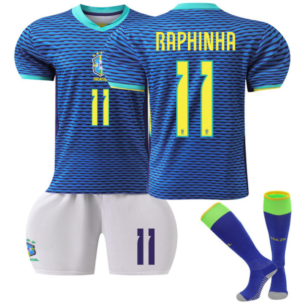 2024 America's Cup fotbollströja set Brasilien bortaställ blå nr 10 Neymar tröja 20 Vinicius No. 11 with socks #26