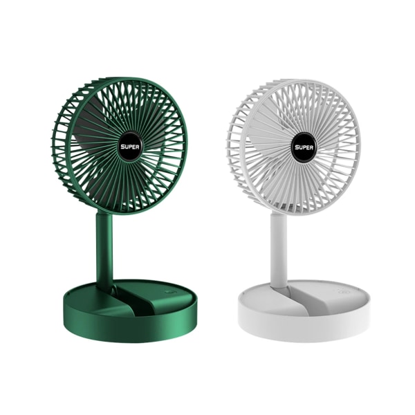 Ny bærbar USB-sammenklappelig ventilator, køle mini bordventilator med base, mobiltelefonholder, sammenklappelig teleskopventilator, lav støj Green