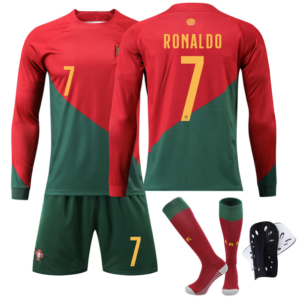 22-23 Portugal VM långärmad fotbollsdräkt nr 7 Ronaldotröja nr 8 B Avgift höst och vinter barn No home number 28 yards