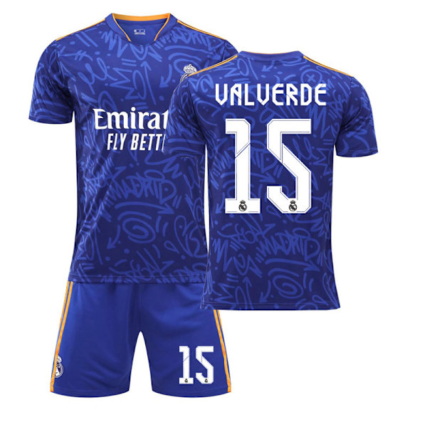 21-22 Real Madrid udebane kongeblå nr. 9 Benzema trøje nr. 20 Vinicius 10 Modric 8 Kroos Real Madrid away number 15 16#