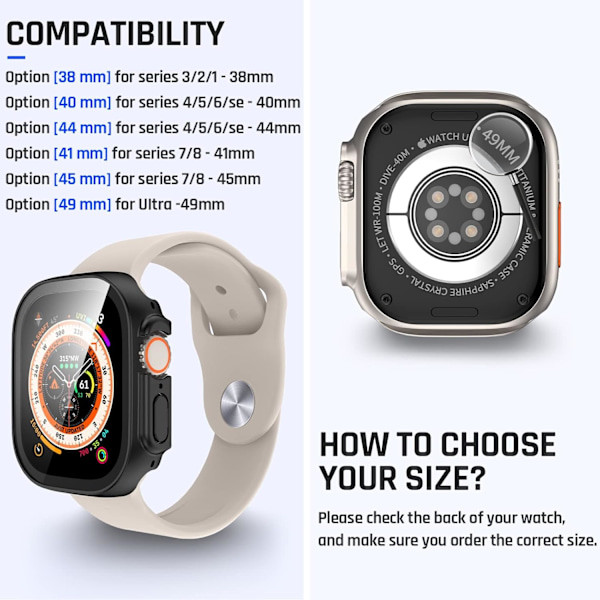 Vandtæt etui til Apple Watch Ultra 49 mm skærm Sort Black 49mm