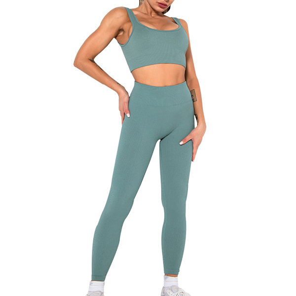 2-delt/1-sett dame yoga sett, treningssett, sportsklær - sømløse leggings og stretchy sports-bh-er, sett, vester