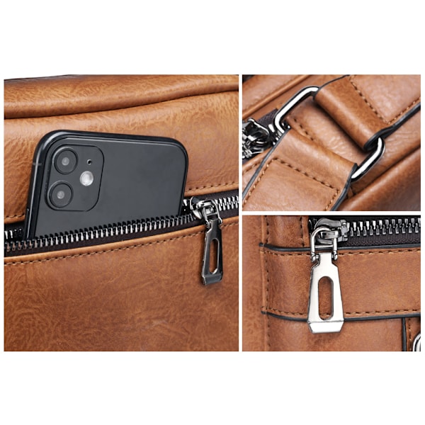 Axelväska PU Läder Herr Axelväska Sidoficka Axelväska Vintage Axelväska Mobiltelefon Väska Messenger Väska Axelväska Herr Väska, Brun