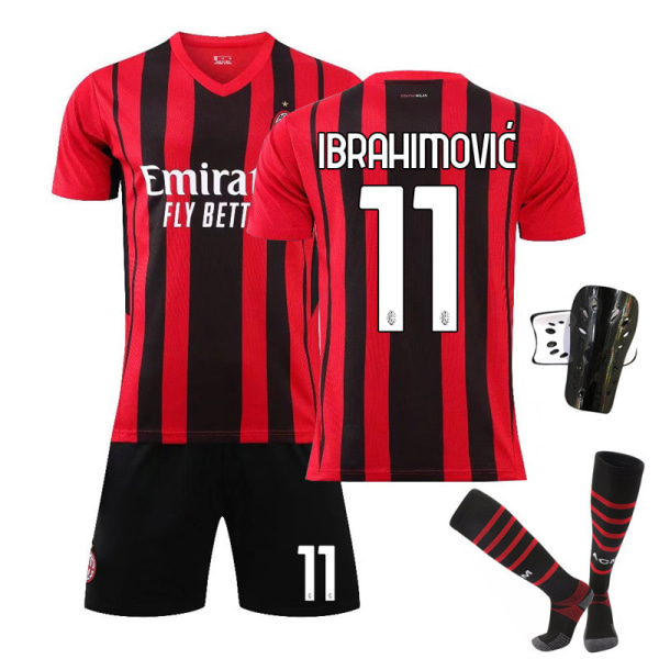 21-22AC Milan hemma nr 9 Giroud GIROUD nr 11 Ibrahimovic fotbollsuniform dräkt tröja No. 11 with socks + protective gear 26#