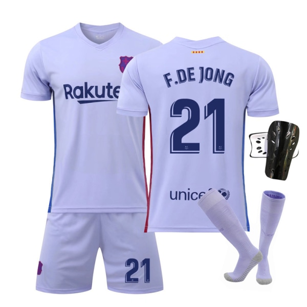 21-22 Barcelona borta nr 10 Messi nr 25 Aubameyang 21 De Jong 9 Depay fotbollströja Fati tröja No. 10 Fati with socks + gear XS#