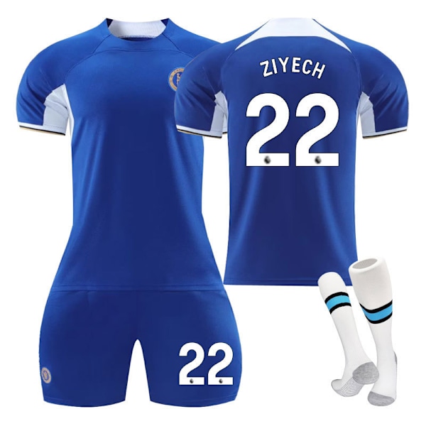 23-24 Chelsea koti lasten opiskelijoiden harjoituspuku jersey urheilujoukkueen univormu NO.22 ZIYECH NO.22 ZIYECH 22