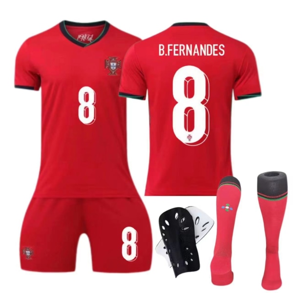 Europæisk Cup-Portugal Hjemmebanetrøje Nr. 7 Ronaldo Børne- og Voksensæt Fodboldtrøje Size 11 socks 24