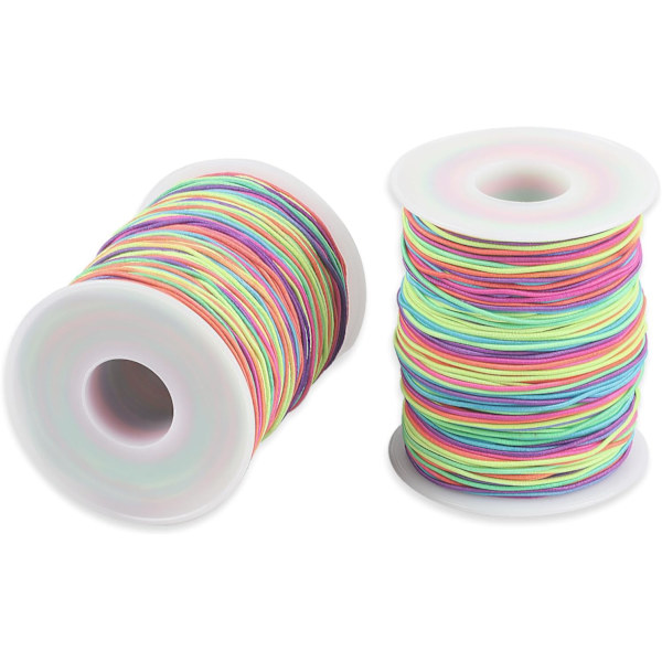 Elastisk snor, perler, regnbuefargede strekktråder, stofftråd for armbånd, smykker, halskjeder, håndverk, flerfarget Multicolored 2