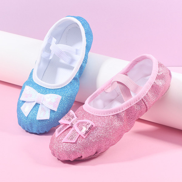 Balettskor med glitter och delad sula för flickor, Blå Blue 32