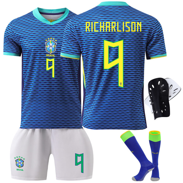 24-25 Brasilien tröja nr 10 Neymar 20 Vinicius 9 Charlesson barn pojke borta fotboll uniform overall No size socks XL