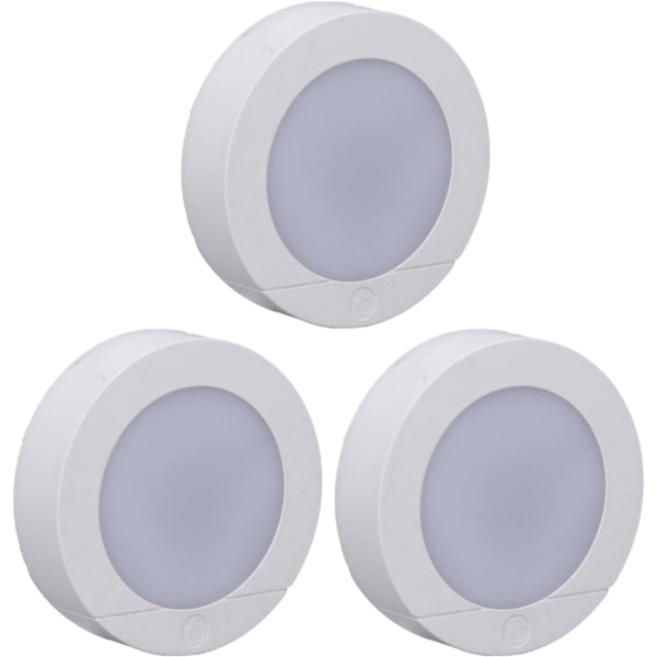 LED Push Light, 3pcs Tap Light Touch Light Night Puck Light Battery Powered Cabinet Lights for Home Cabinet Counter, 3.1